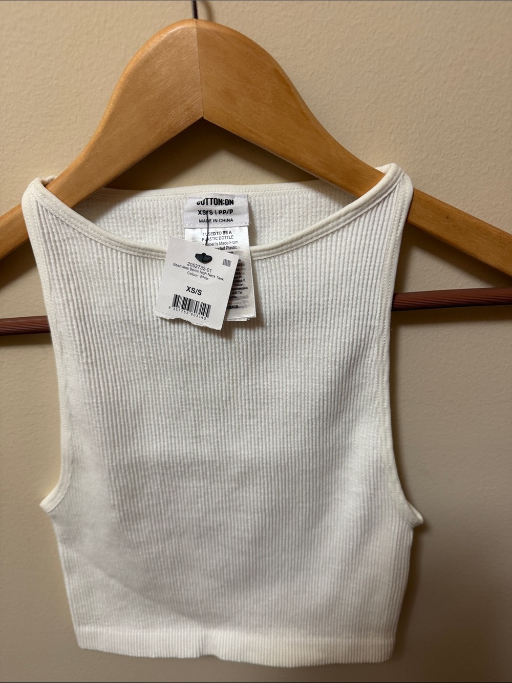 Cotton On White Ribbed Crop Tank